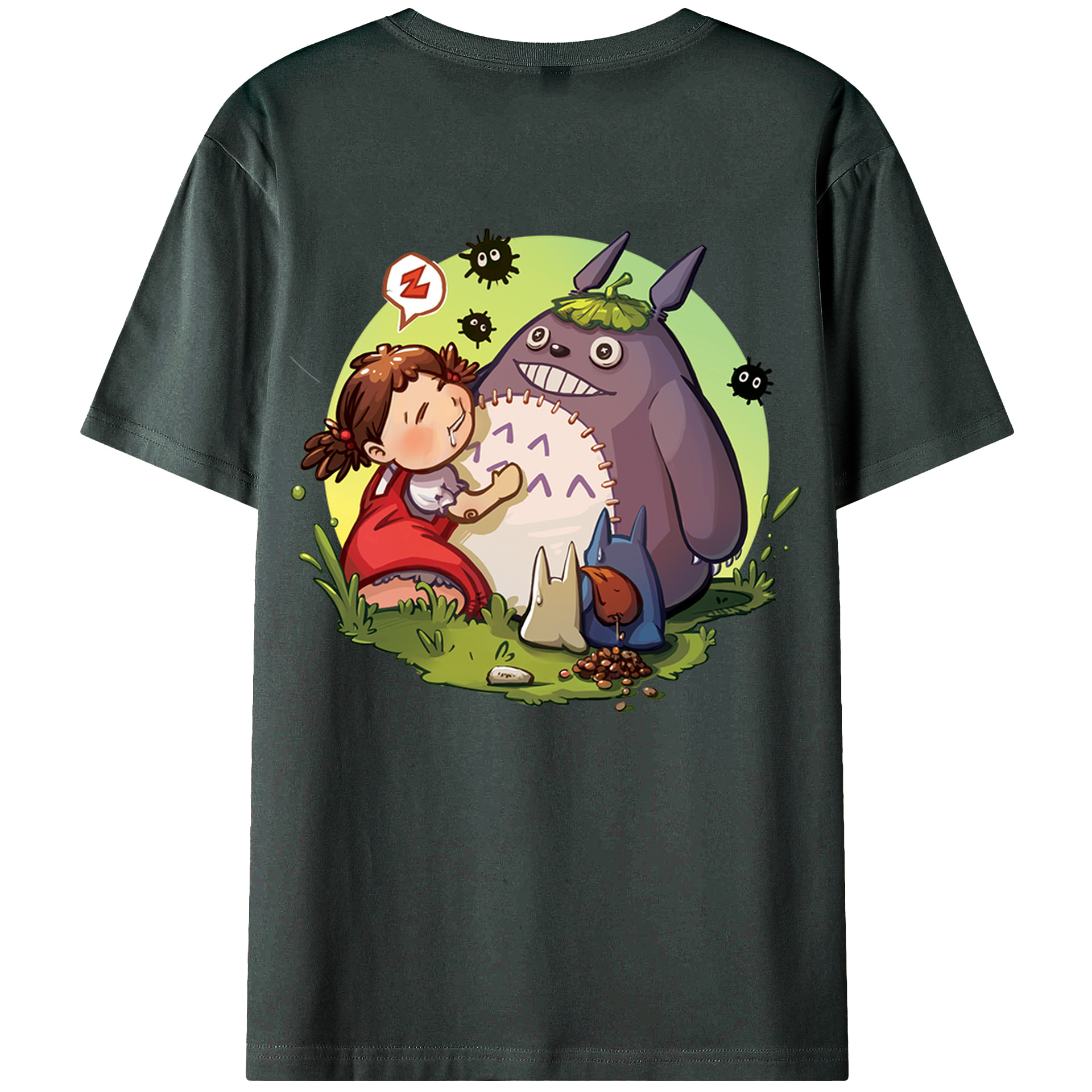 （画像用） となりのトトロ 草壁メイ 草壁サツキ My Neighbor Totoro Satsuki Kusakabe Mei Kusakabe 綿100％ メンズ半袖Tシャツ（バックプリント） 通気性
